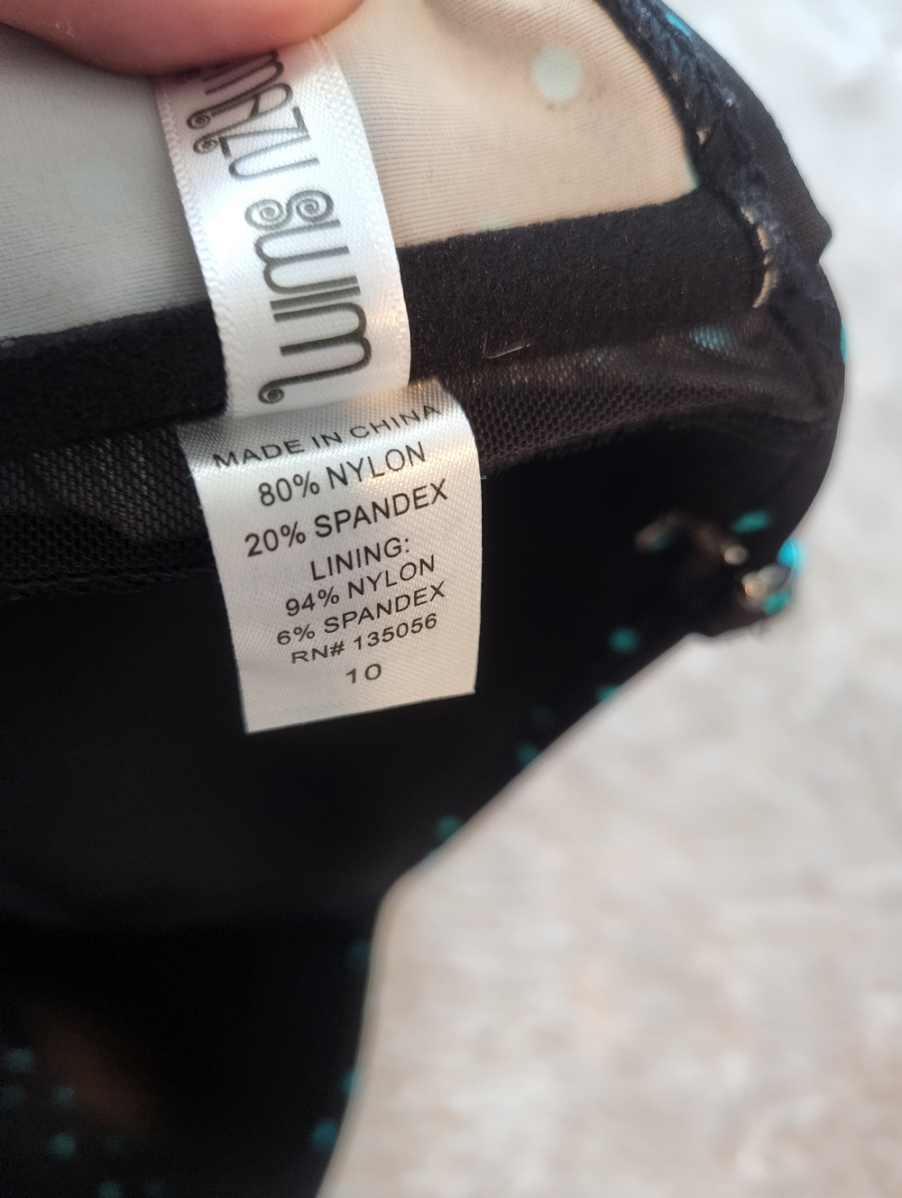 Classic Black Polka-Dot Swimdress with Teal Ruffle - Picture 4 of 5